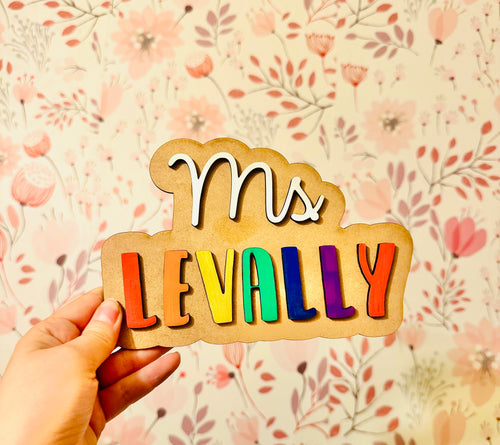 Teacher rainbow name sign
