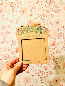 Personalized Teacher Sticky Note Holder – Floral Design