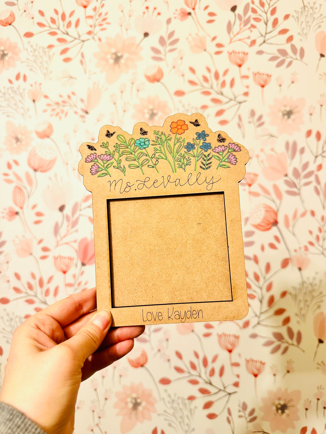 Personalized Teacher Sticky Note Holder – Floral Design