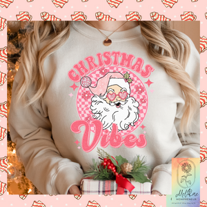 Boojee Retro Pink Santa Christmas Crew Neck | Pink Christmas | Retro Santa