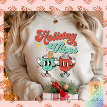 Load image into Gallery viewer, Vintage Holiday Vibes hot coco crew neck | Holiday Crew neck | Retro Hot Coco Crewneck