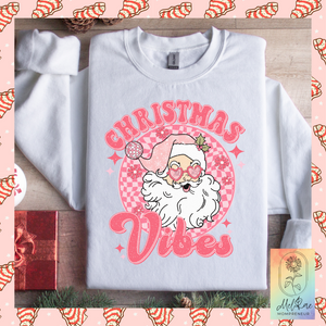 Boojee Retro Pink Santa Christmas Crew Neck | Pink Christmas | Retro Santa