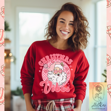 Load image into Gallery viewer, Boojee Retro Pink Santa Christmas Crew Neck | Pink Christmas | Retro Santa