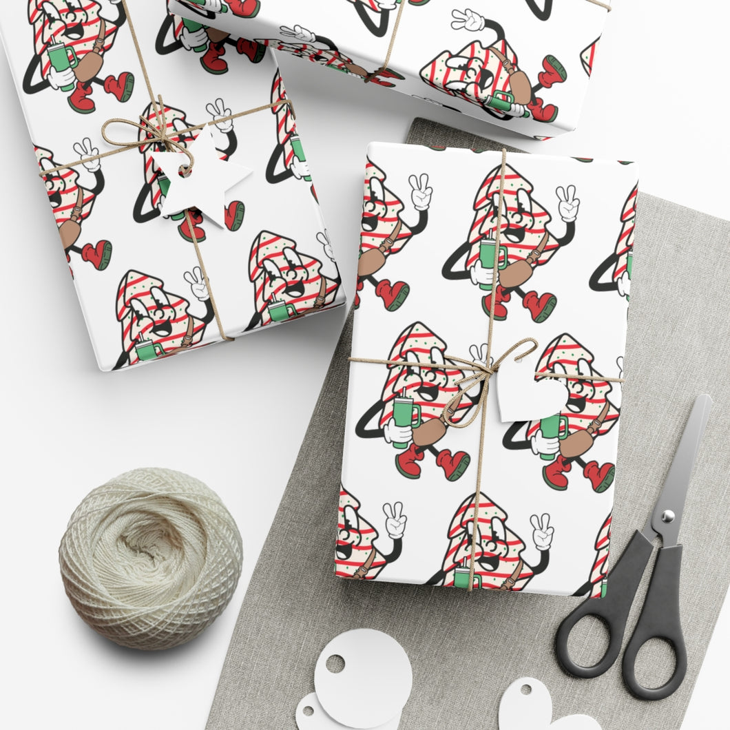 Christmas cake gift wrap paper | Retro Christmas Wrapping Paper – Vintage-Inspired Holiday Gift Wrap | Hipster Santa Christmas Paper for Unique Holiday Presents