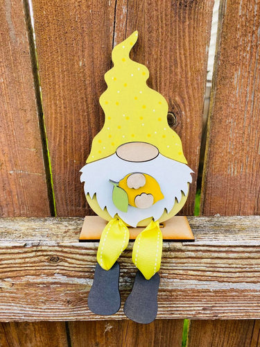 Lemon Ribbon Shelf Sitting Gnome