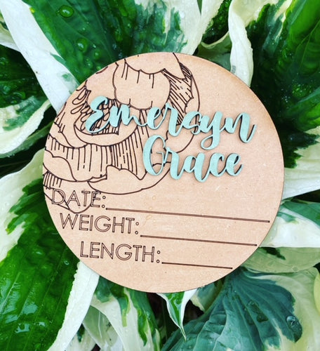 Floral Birth announcement Sign