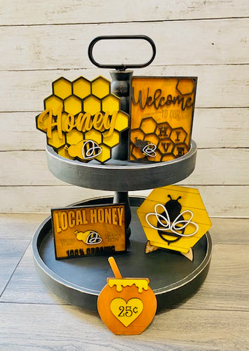 Honey Bee Tiered Tray Finished Signs