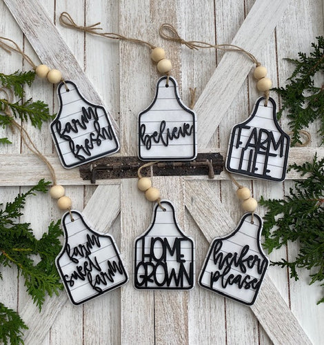 Cow Tag Ornament