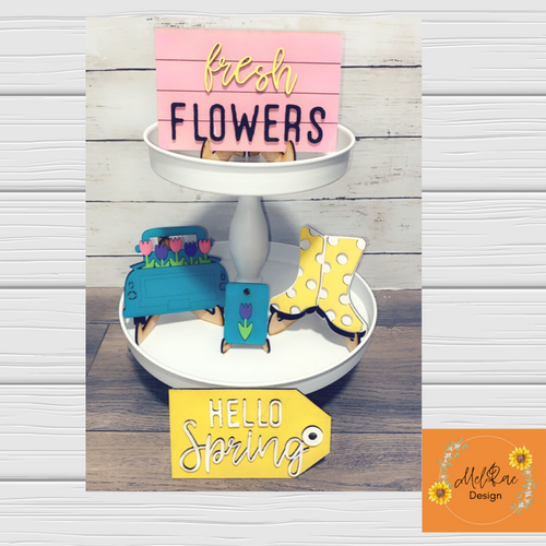 Hello Spring Finished Tiered Tray Signs