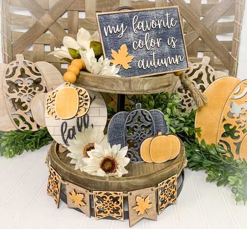 Fall Tiered tray finished set