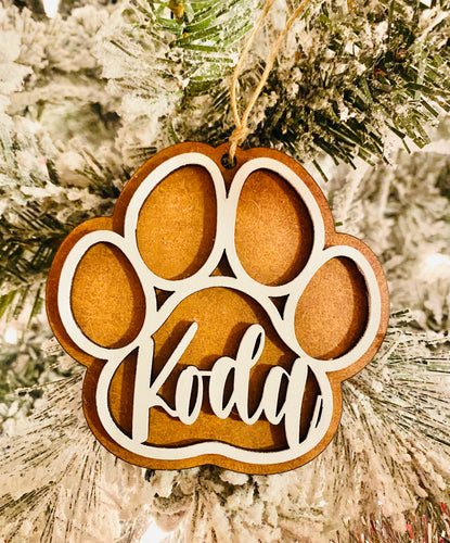 Personalized dog print ornament