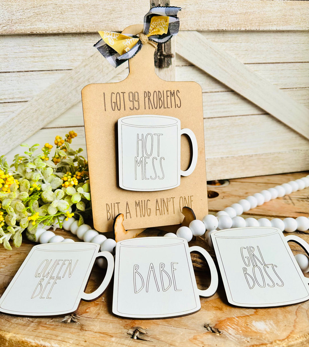 Rae Dunn interchangeable mug sign