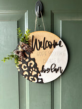 Load image into Gallery viewer, Welcome how you like chaos and dog hair mini door hanger