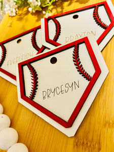 Personalized baseball and softball keychain