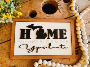 Home coordinates sign