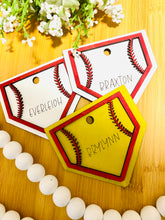 Load image into Gallery viewer, Personalized baseball and softball keychain