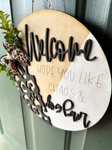 Welcome how you like chaos and dog hair mini door hanger