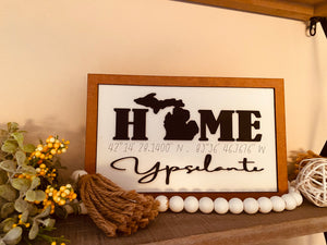 Home coordinates sign